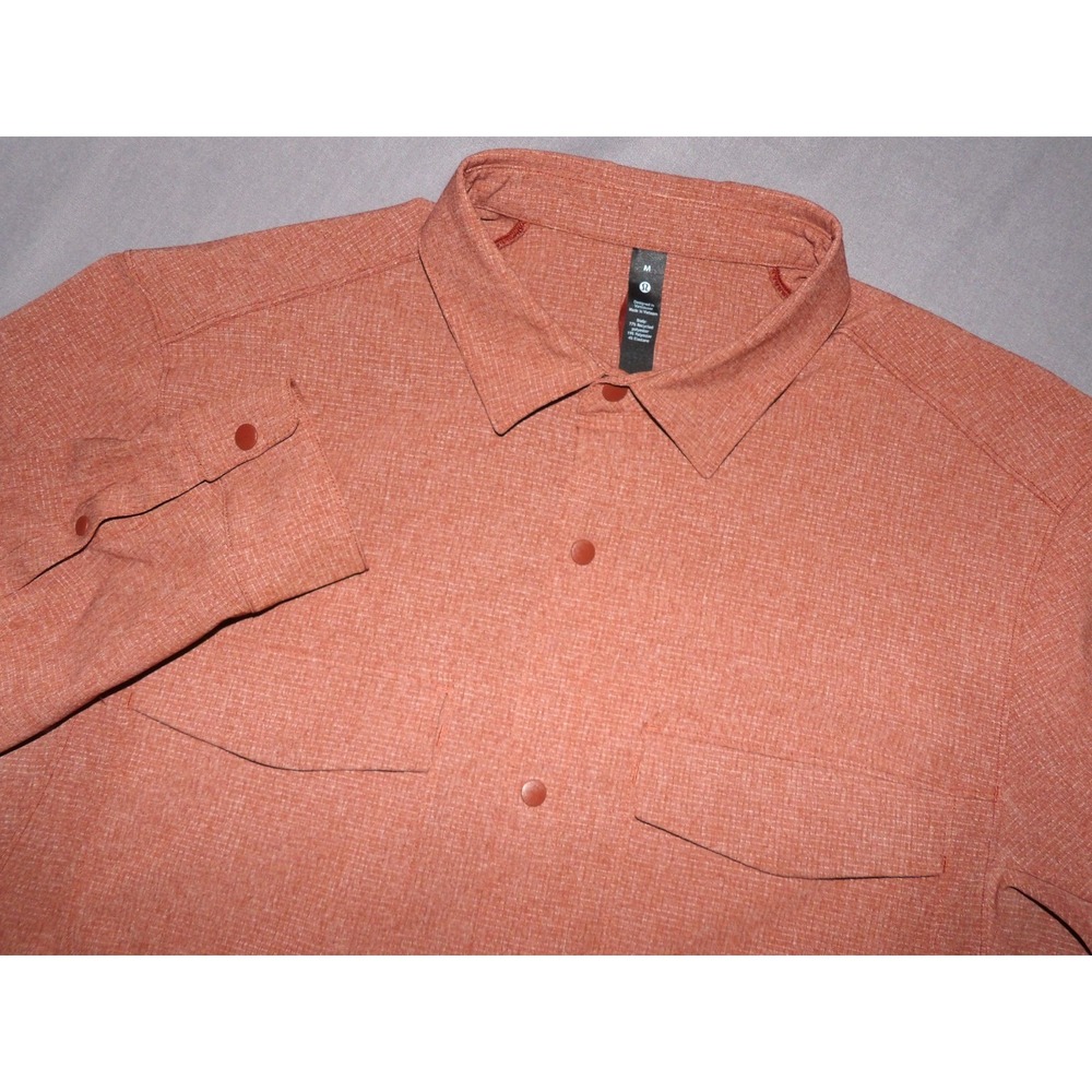 Lululemon Long Sleeved Stretch Performance Orange Snap Casual Shirt Men's Medium